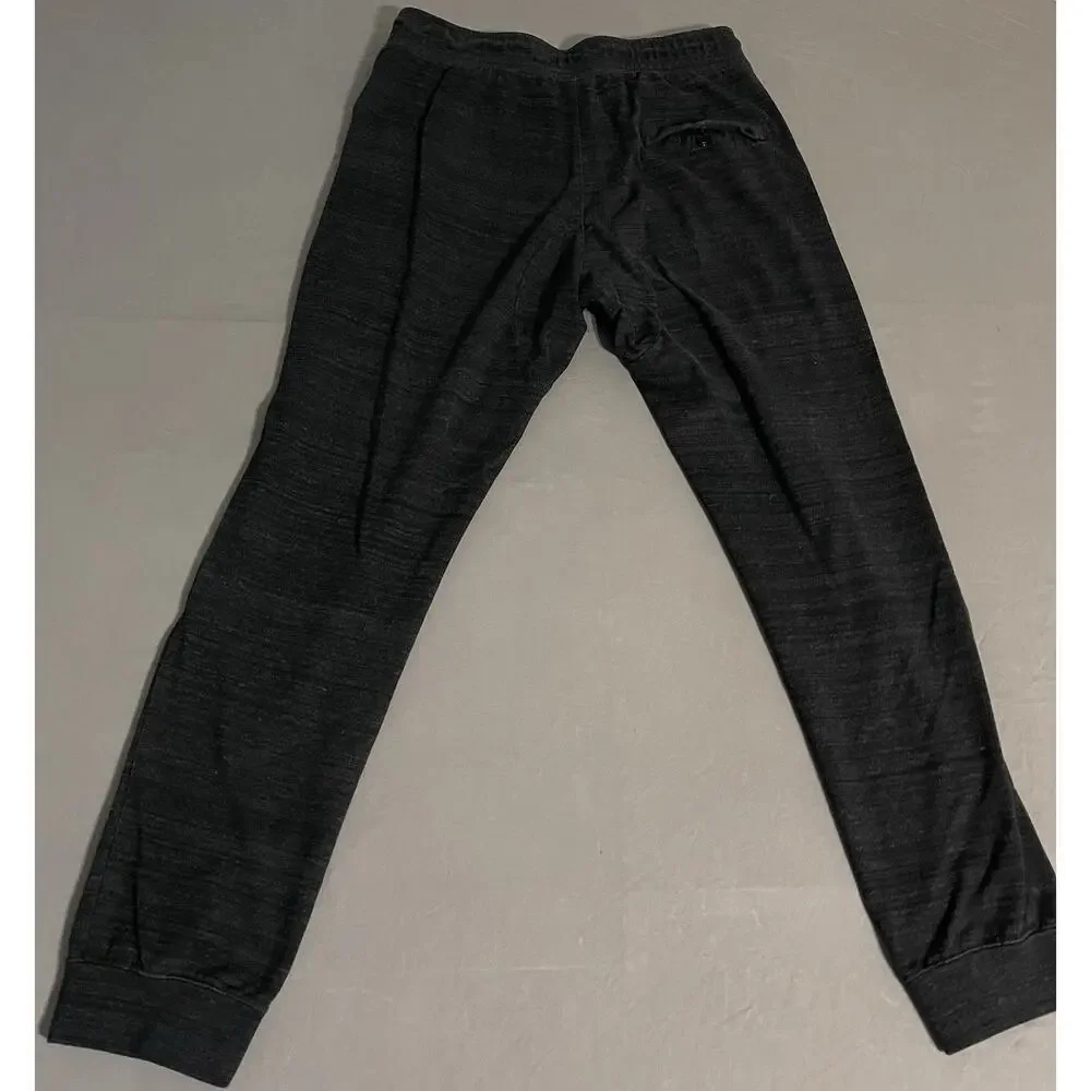 Nike Black Heather Fleece Joggers Sweatpants Large Zip Pockets Logo Excellent